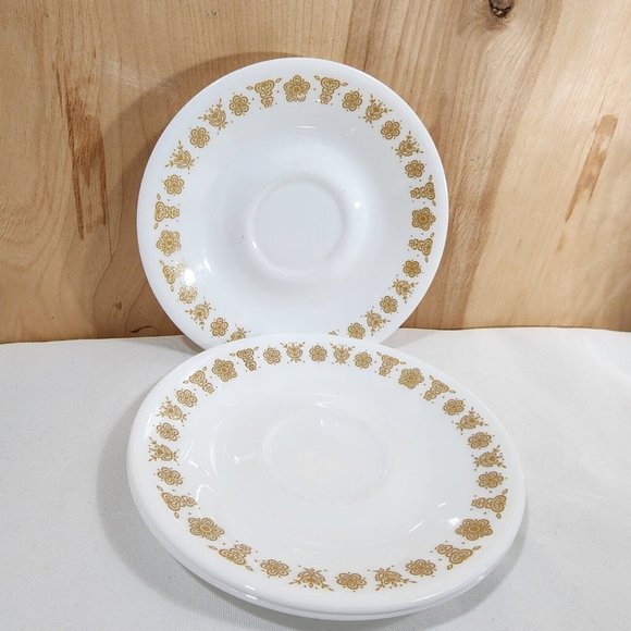Corelle Other - 3) Corelle Corning Butterfly Gold 6.25" Tea or Coffee Cup Saucer Only vintage